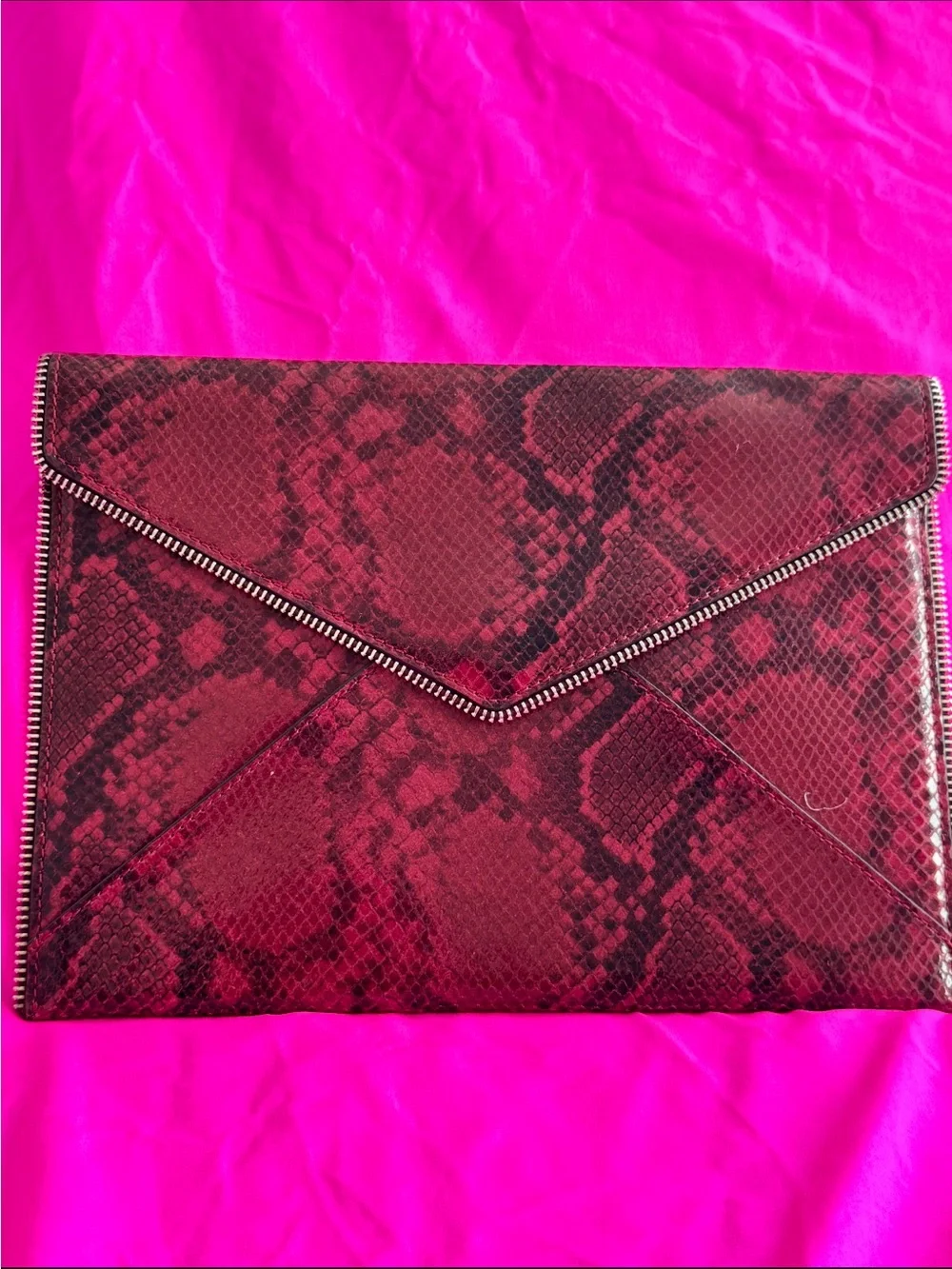 Rebecca Minkoff Red Snake-Print Clutch